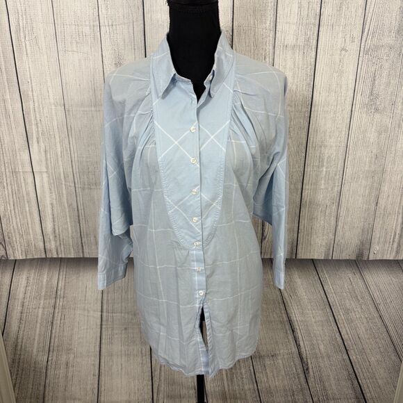 Anthropologie Maeve Women's Medium Blue Oversized Button Front Collared Shirt - Picture 1 of 6